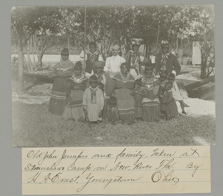 Frank Stranahan (Non-Native) with John Jumper and Family In Native Dress; source: Smithsonian Institution