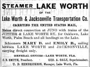 Steamer Lake Worth advertisement